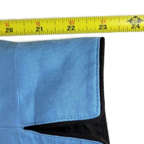 Kasper Blazer Women Size 10 Open Front Slit Bracelet Cuff Linen Blend Lined Blue - Picture 9 of 10